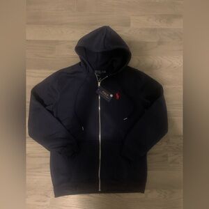 Navy Blue Polo Slim-Fit Zip Up Medium